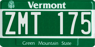 VT license plate ZMT175