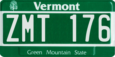 VT license plate ZMT176