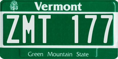VT license plate ZMT177