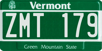 VT license plate ZMT179