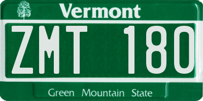 VT license plate ZMT180