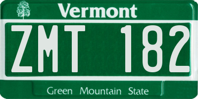 VT license plate ZMT182