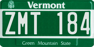 VT license plate ZMT184