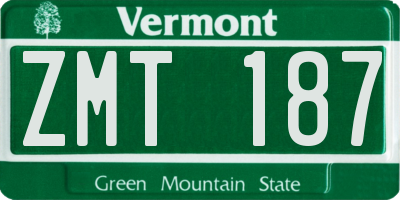 VT license plate ZMT187