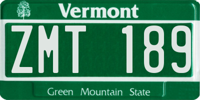 VT license plate ZMT189