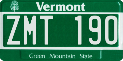 VT license plate ZMT190
