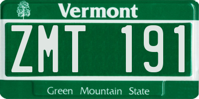 VT license plate ZMT191