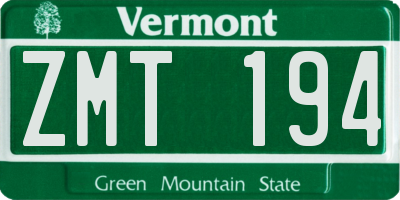 VT license plate ZMT194