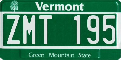 VT license plate ZMT195