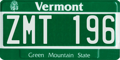 VT license plate ZMT196