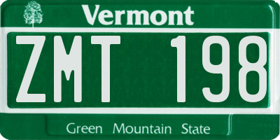 VT license plate ZMT198