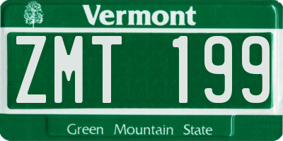 VT license plate ZMT199