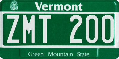 VT license plate ZMT200