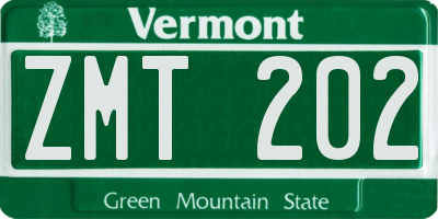 VT license plate ZMT202