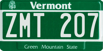 VT license plate ZMT207