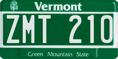 VT license plate ZMT210
