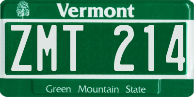 VT license plate ZMT214
