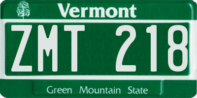 VT license plate ZMT218
