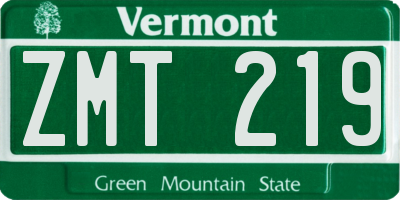 VT license plate ZMT219
