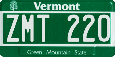 VT license plate ZMT220
