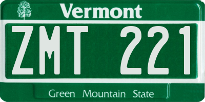 VT license plate ZMT221