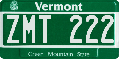 VT license plate ZMT222