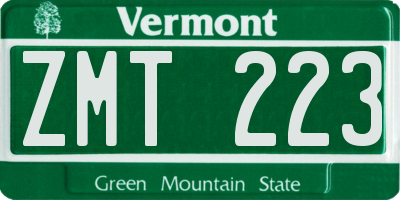 VT license plate ZMT223