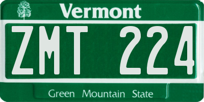 VT license plate ZMT224
