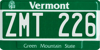 VT license plate ZMT226