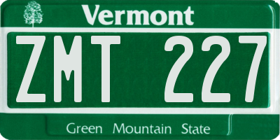 VT license plate ZMT227