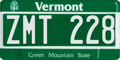 VT license plate ZMT228