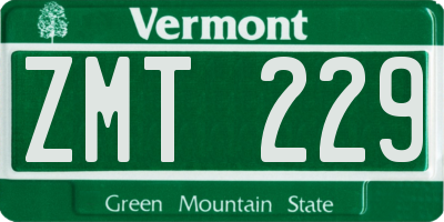 VT license plate ZMT229