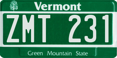 VT license plate ZMT231