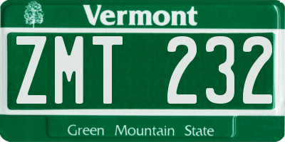 VT license plate ZMT232