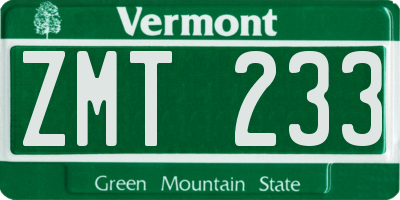 VT license plate ZMT233