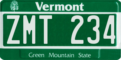 VT license plate ZMT234