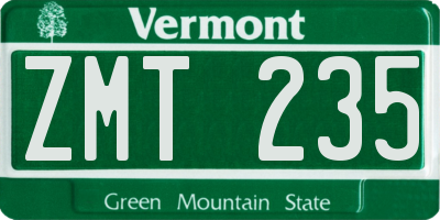 VT license plate ZMT235