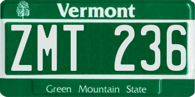 VT license plate ZMT236