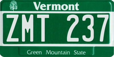 VT license plate ZMT237