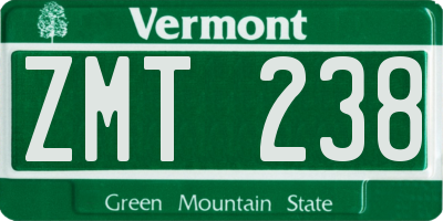 VT license plate ZMT238