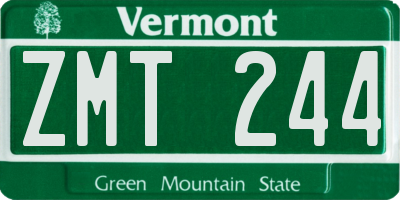 VT license plate ZMT244