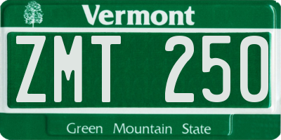 VT license plate ZMT250