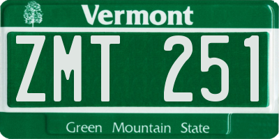 VT license plate ZMT251