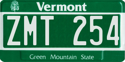 VT license plate ZMT254