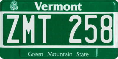 VT license plate ZMT258