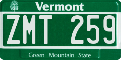 VT license plate ZMT259