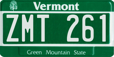 VT license plate ZMT261