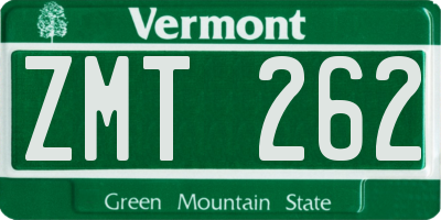 VT license plate ZMT262