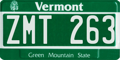 VT license plate ZMT263