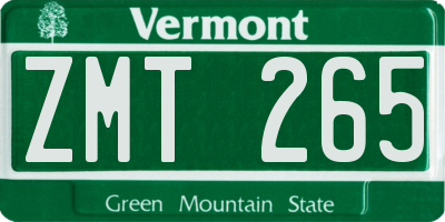 VT license plate ZMT265